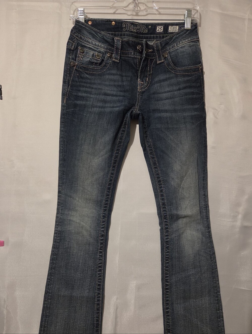 Miss Me Classic Women's Dark Wash Straight Jeans - Dark Blue. 25
